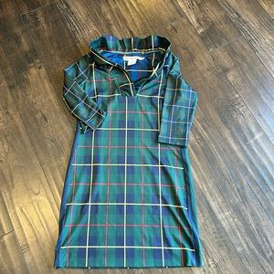 Gretchen Scott Ruffneck Plaid Christmas Dress Womens XS